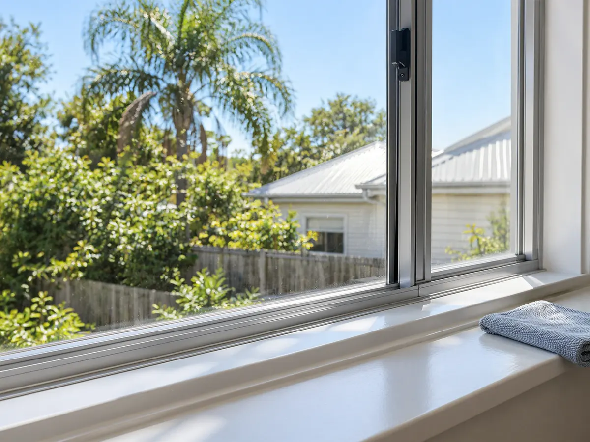 Clean sliding window with dust-free tracks